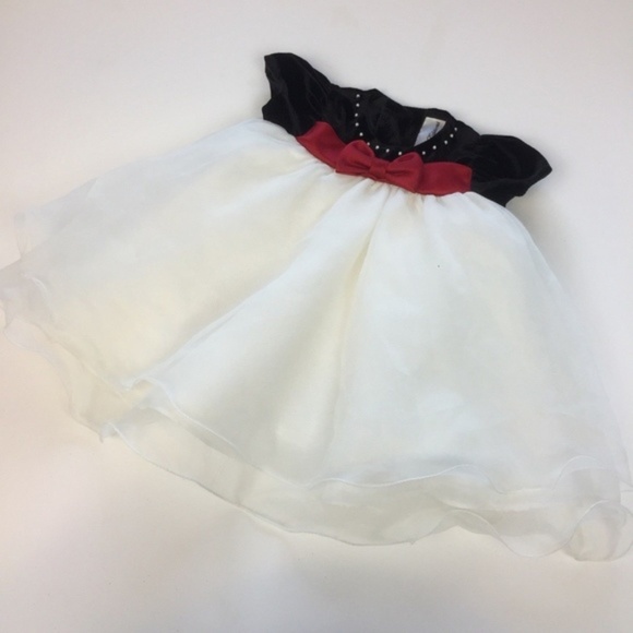 Rare Editions Other - Rare Too 12M Party Dress White Black Velvet